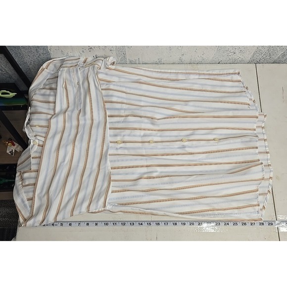 Callaway Golf Shirt Men's Large White Striped Button Down Cotton Dress Casual - Picture 5 of 10